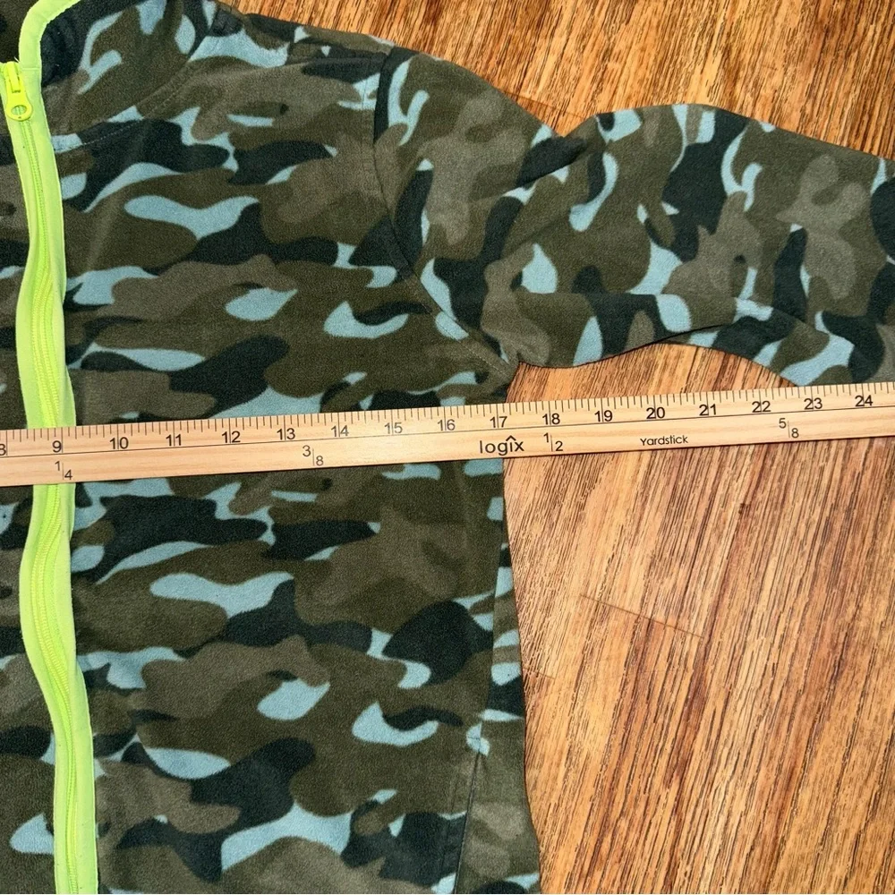OshKosh B'gosh Jacket Fleece Camo Boys Size 14 Full Zip Green Army Print Soft